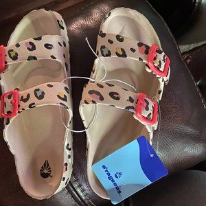 O'Rageous Girls' 2-Buckle Cheetah Slides size 4 NWT